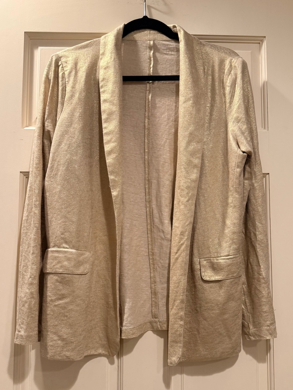 Shimmery Open-Front Gold Blazer by Majestic Filatures